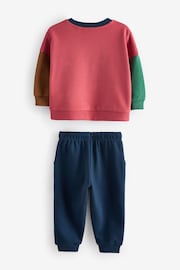 レッド/ブルー 恐竜 - Printed Colourblock Sweatshirt and Joggers Set (3mths-7yrs) - Image 5 of 6