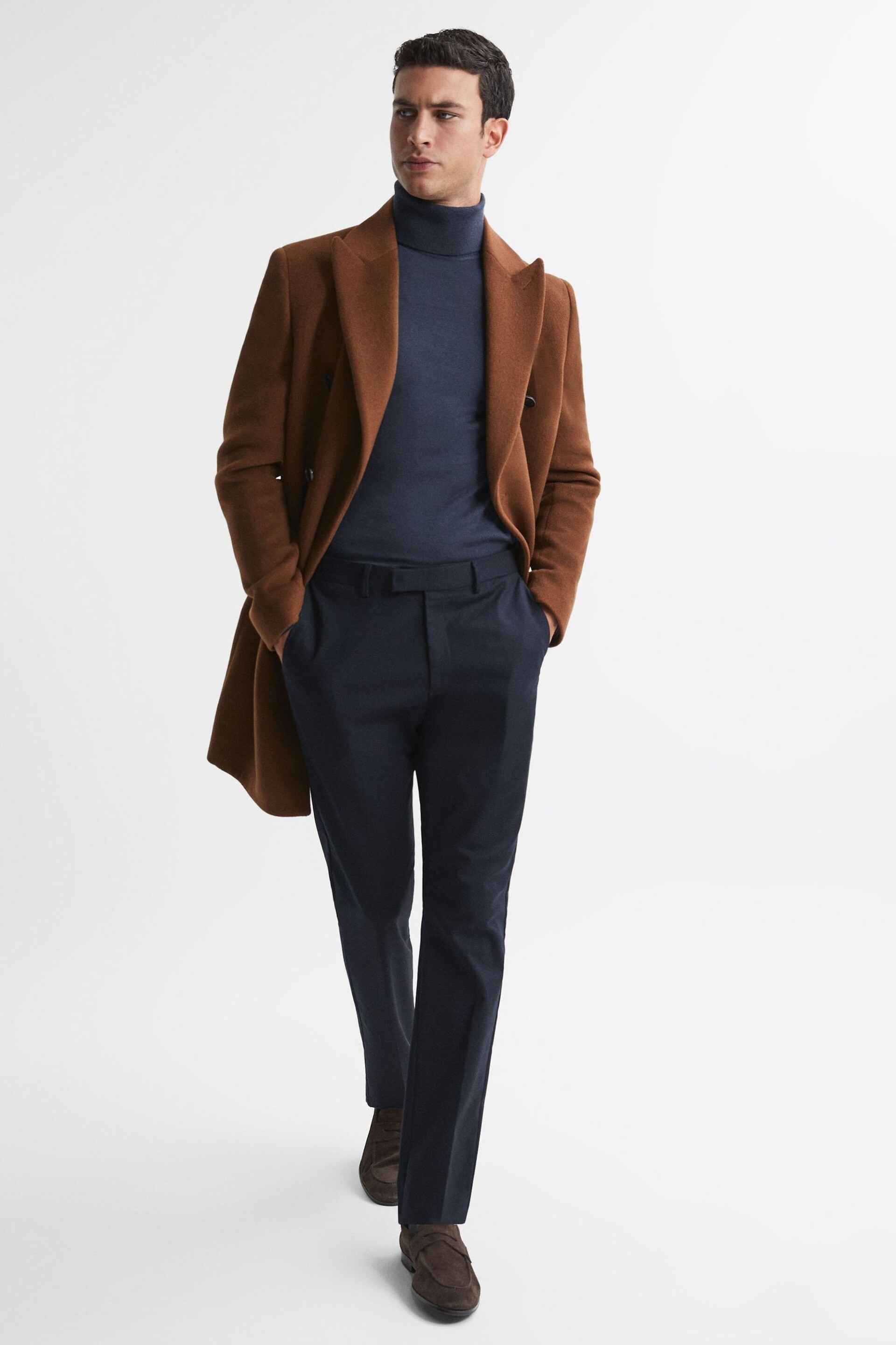 Reiss Eclipse Blue Caine Slim Fit Merino Wool Roll Neck Jumper - Image 3 of 5