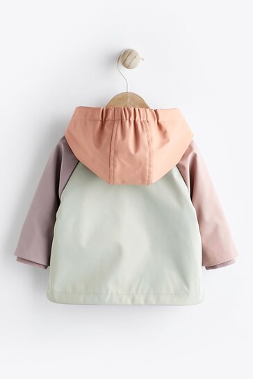 Pastel Colourblock Fleece Lined Zip Rubberised Jacket