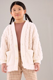 Cream Cable Cardigan (3-16yrs) - Image 3 of 7