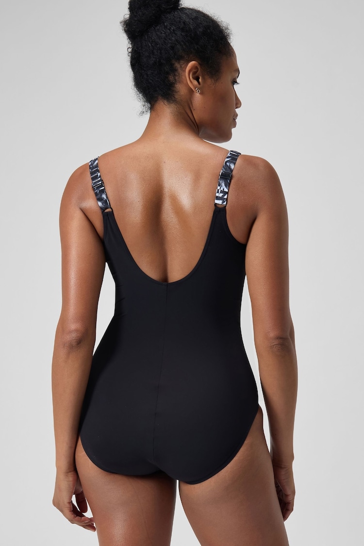 Speedo Black Shaping Womens LunaLustre Printed 1 Piece Swimsuit - Image 2 of 7