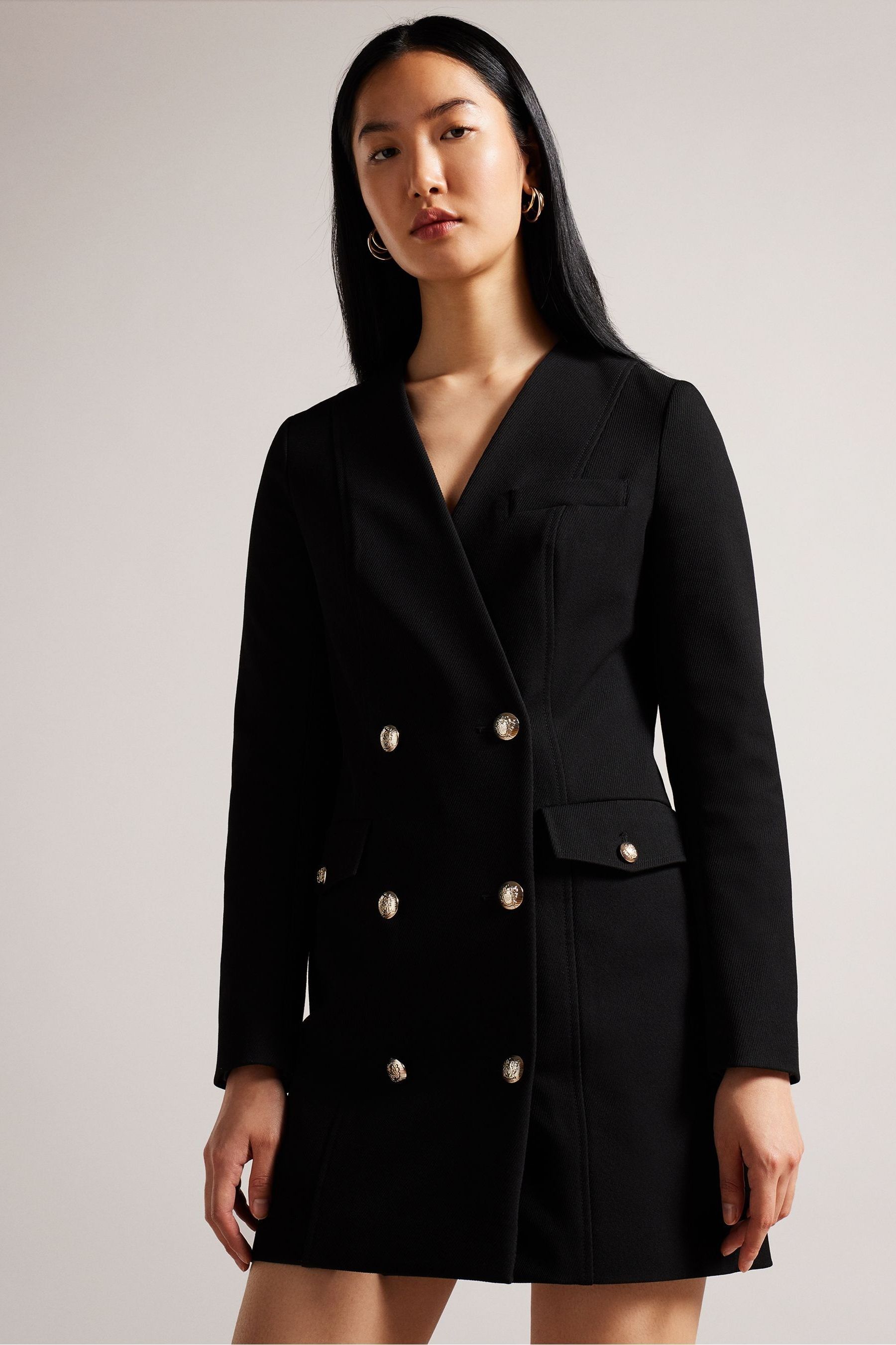 Buy Ted Baker Calihad Double Breasted V Neck Black Tuxedo Dress from Next Lithuania