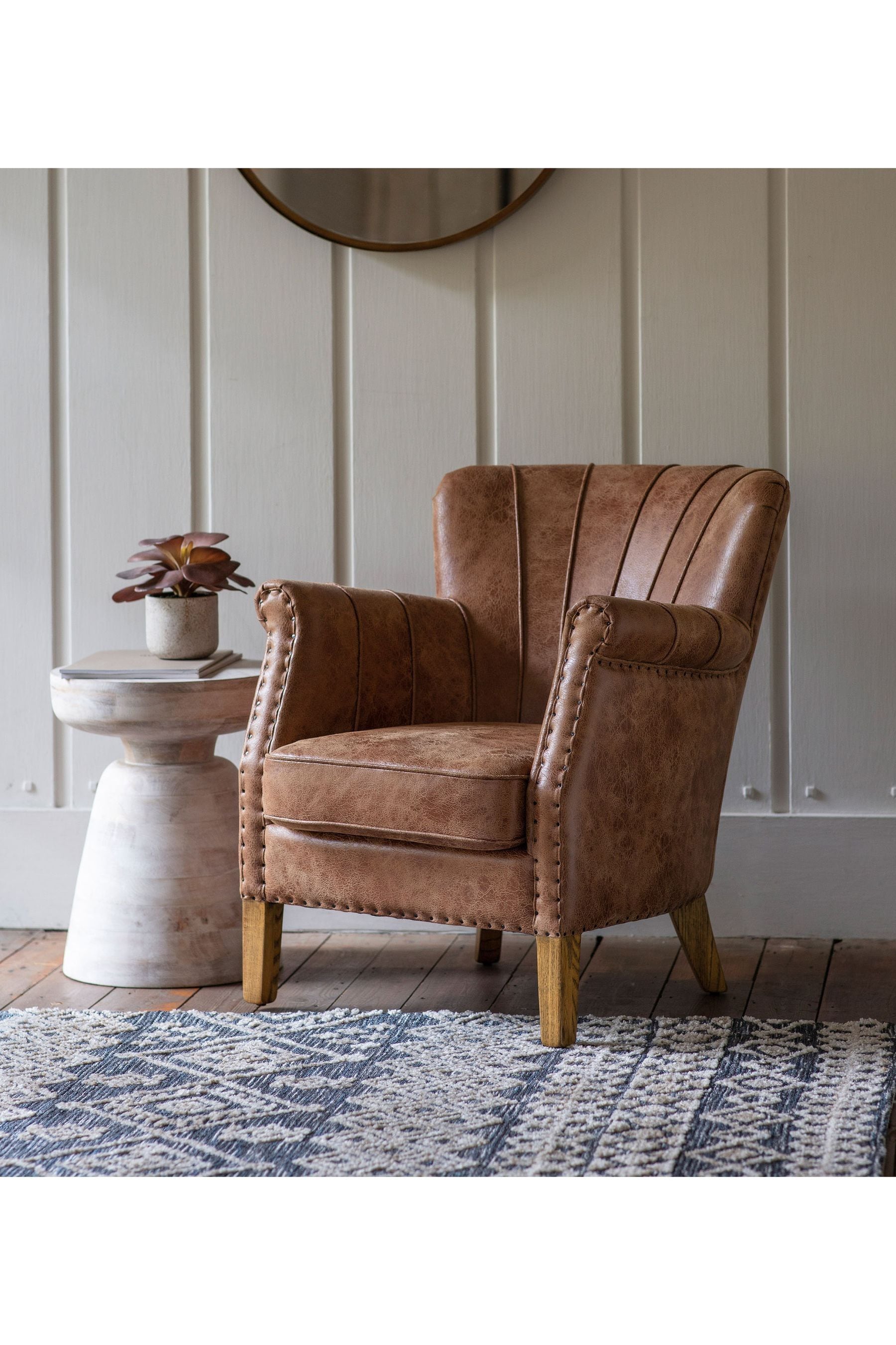 Buy Gallery Home Brown Hickman Leather Armchair from the Next UK