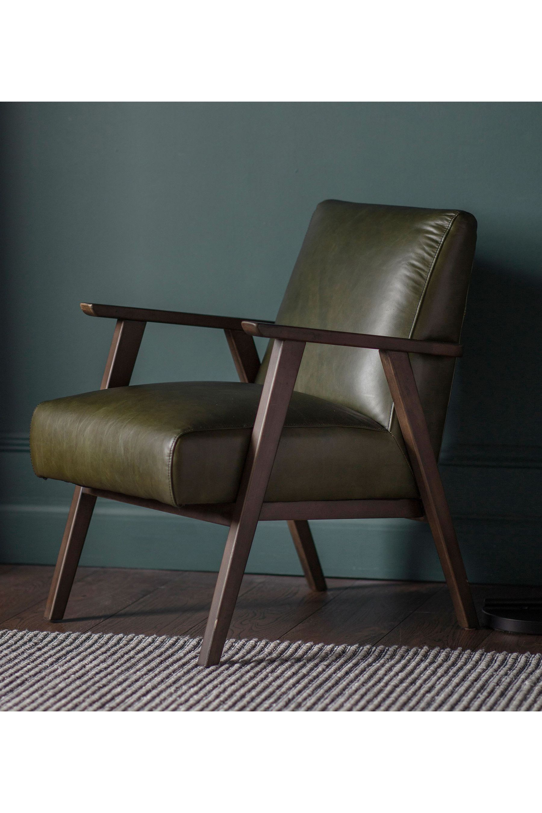 Neyland armchair heritage green clearance leather