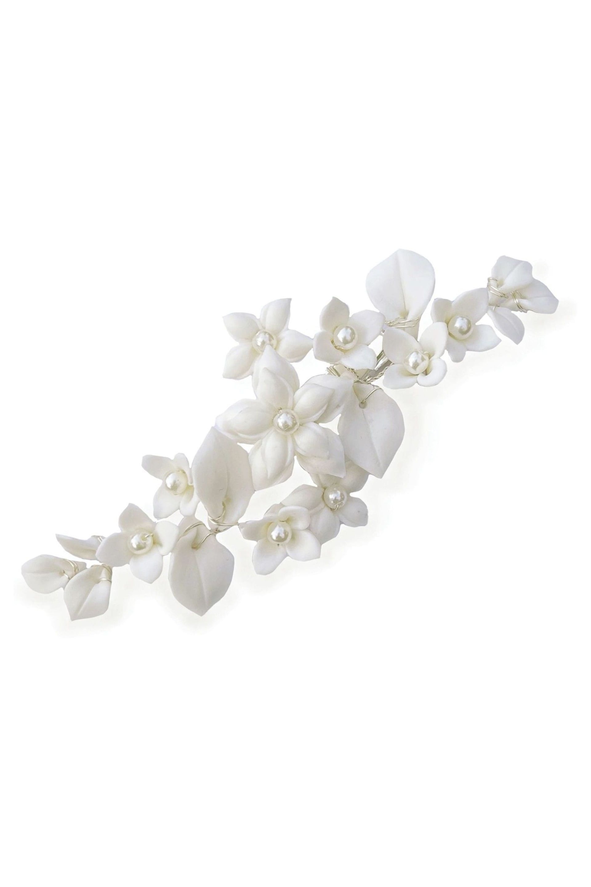 Ivory & Co Silver Snowdrop Pretty Ceramic Floral Clip - Image 1 of 5
