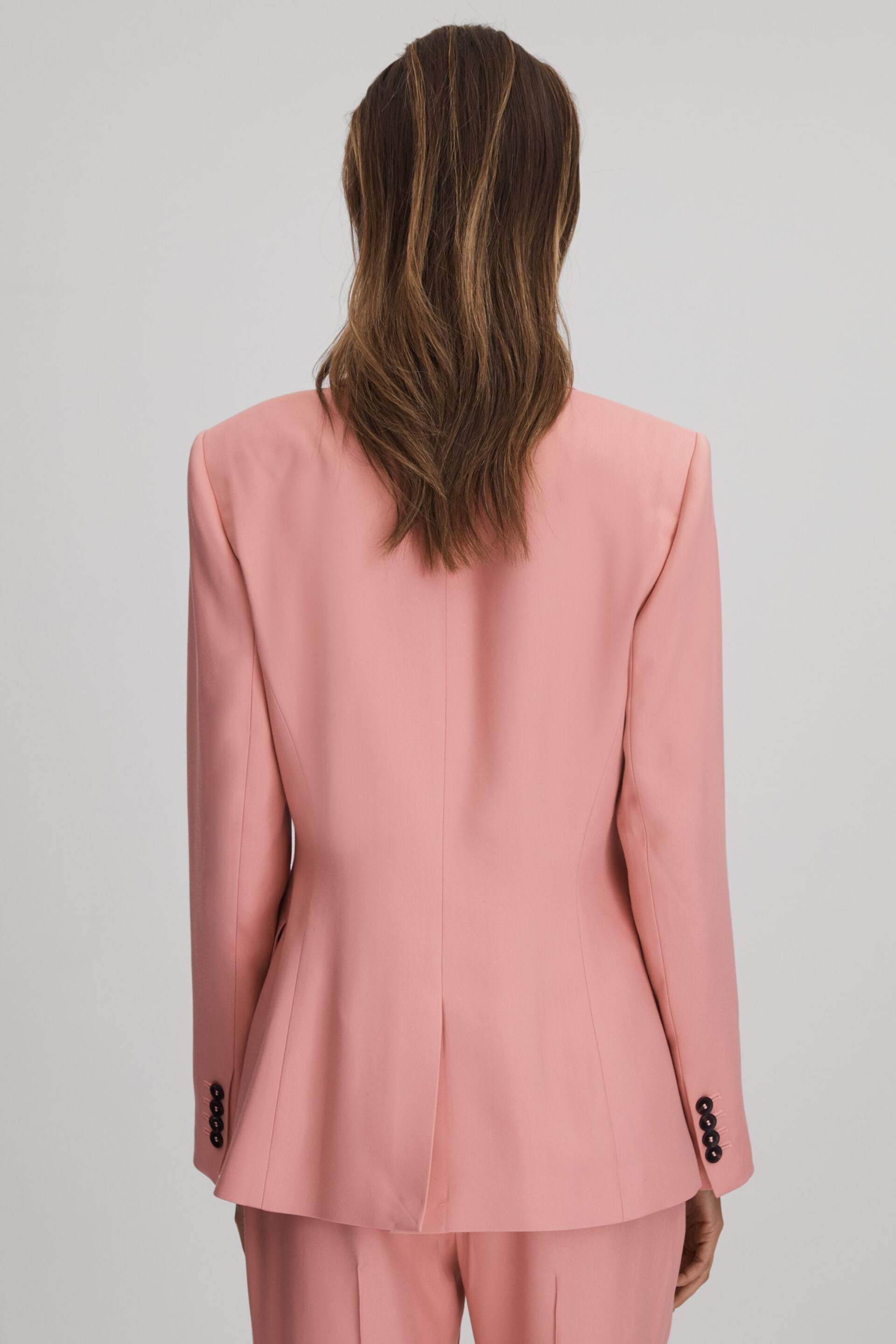 Reiss Pink Millie Petite Tailored Single Breasted Suit Blazer - Image 5 of 8