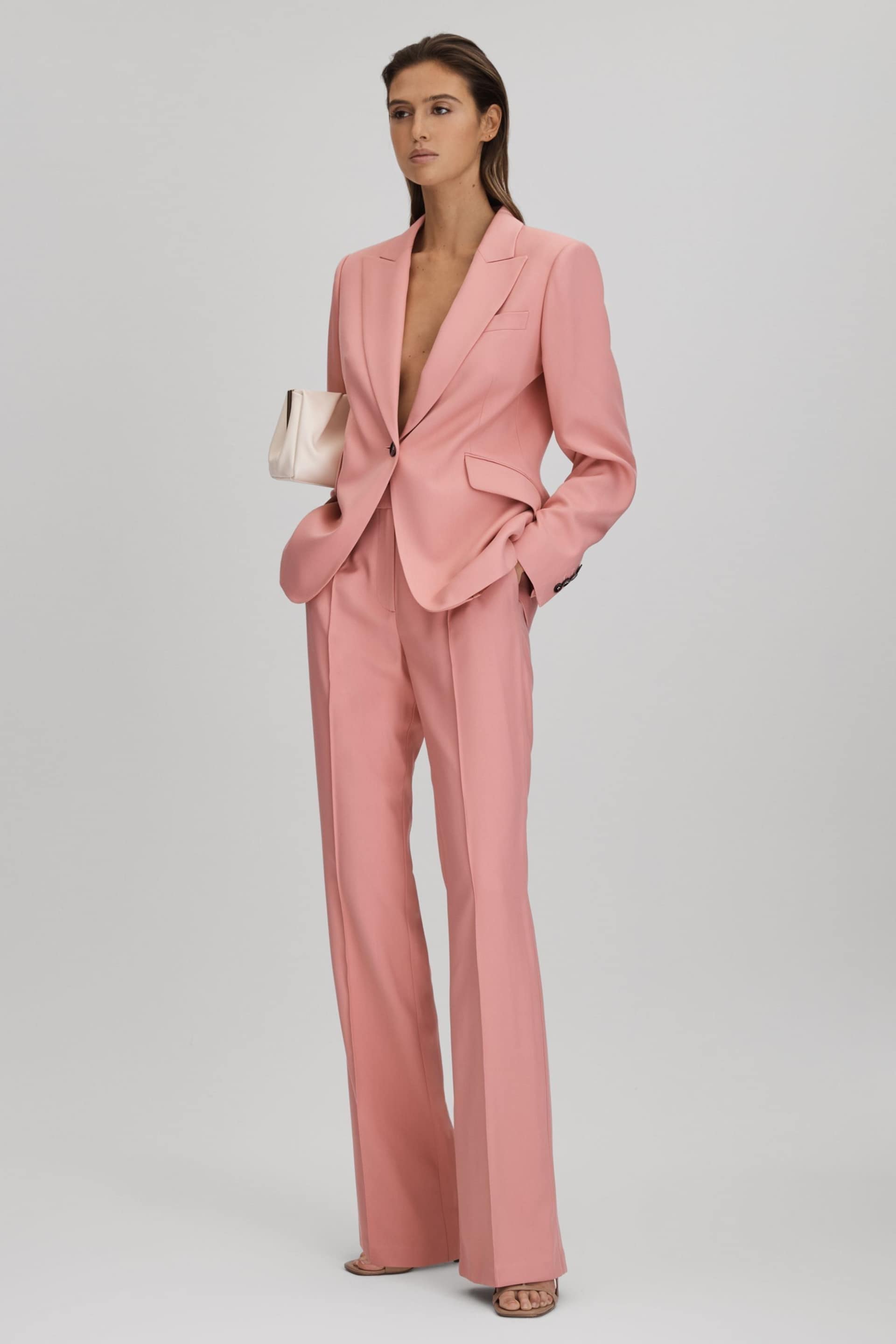 Reiss Pink Millie Petite Tailored Single Breasted Suit Blazer - Image 6 of 8