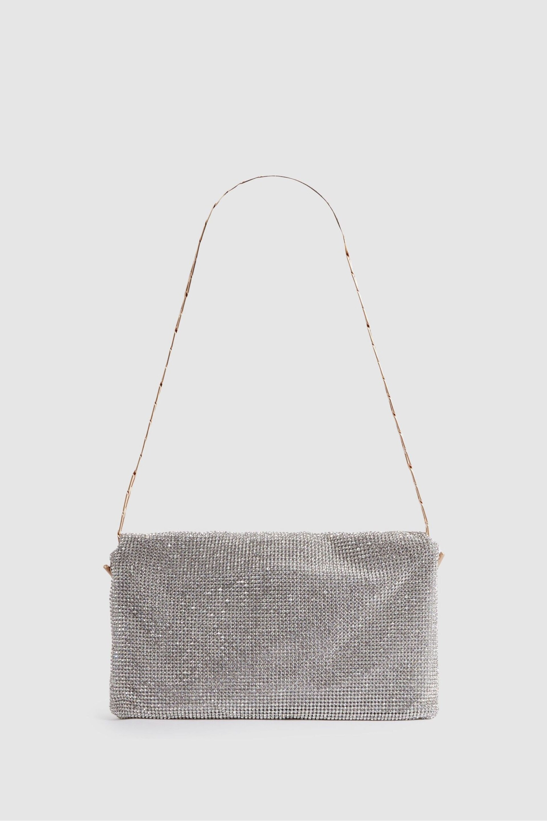 Reiss Silver Soho Embellished Chainmail Shoulder Bag - Image 3 of 5