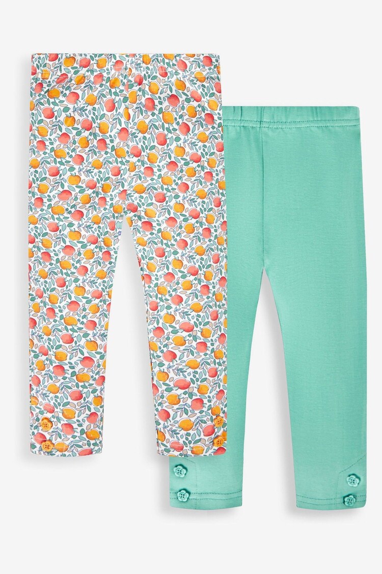 JoJo Maman Bébé Russet Orange Apple & Green Girls' 2-Pack Leggings - Image 1 of 6