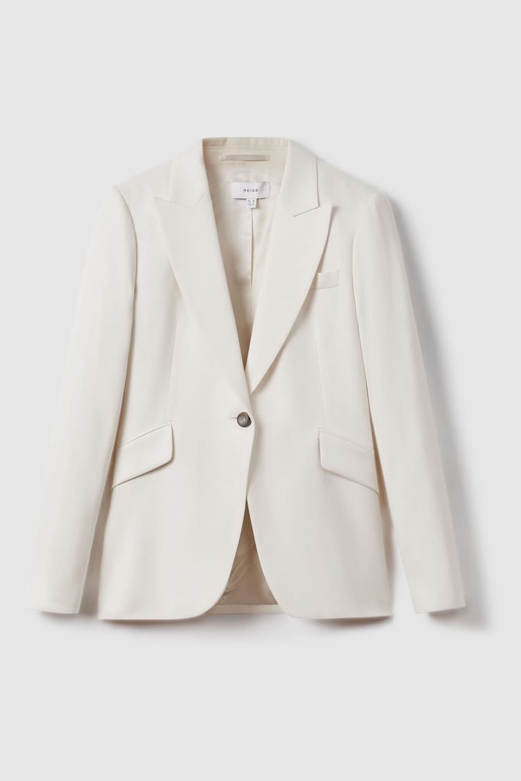 Reiss Cream Millie Petite Tailored Single Breasted Suit Blazer - Image 2 of 7