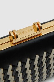 Reiss Black/White Grecia Leather Woven Clutch Bag - Image 5 of 5