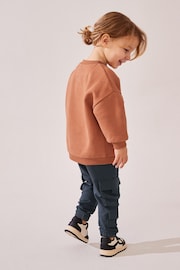 Rust Brown Happy Placement Print Utility Sweatshirt and Joggers Set (3mths-7yrs) - Image 4 of 7