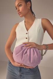 Lilac Purple Leather Snap Clutch Bag - Image 2 of 11