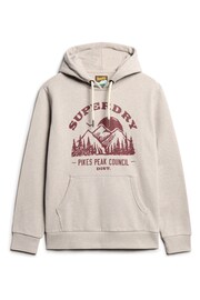 Superdry Beige Marl Lo-Fi Outdoor Graphic Hoodie - Image 4 of 6