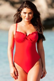 Pour Moi Red Splash Padded Underwired Control Swimsuit - Image 1 of 4