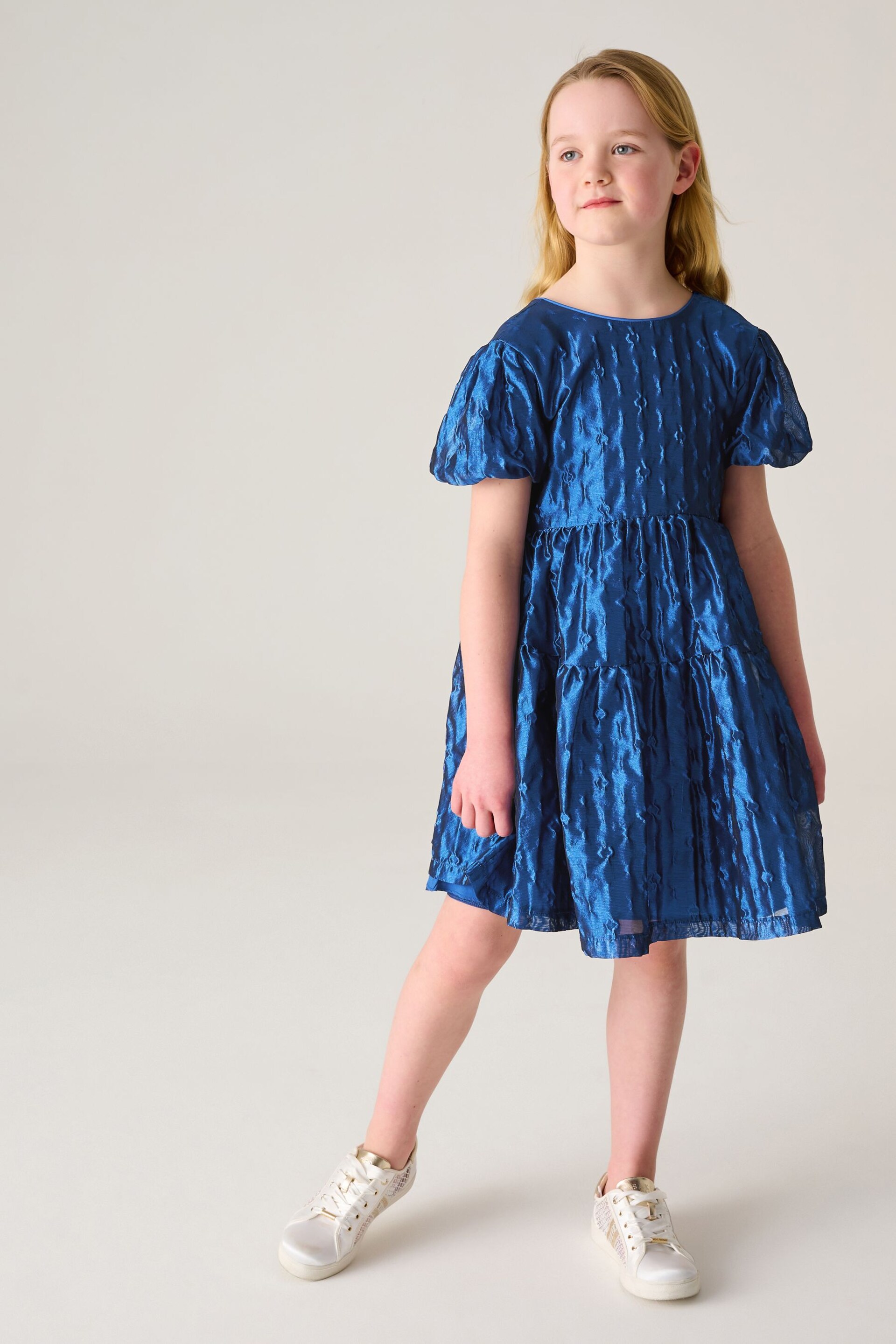 Baker by Ted Baker Blue Cloque Dress - Image 1 of 10