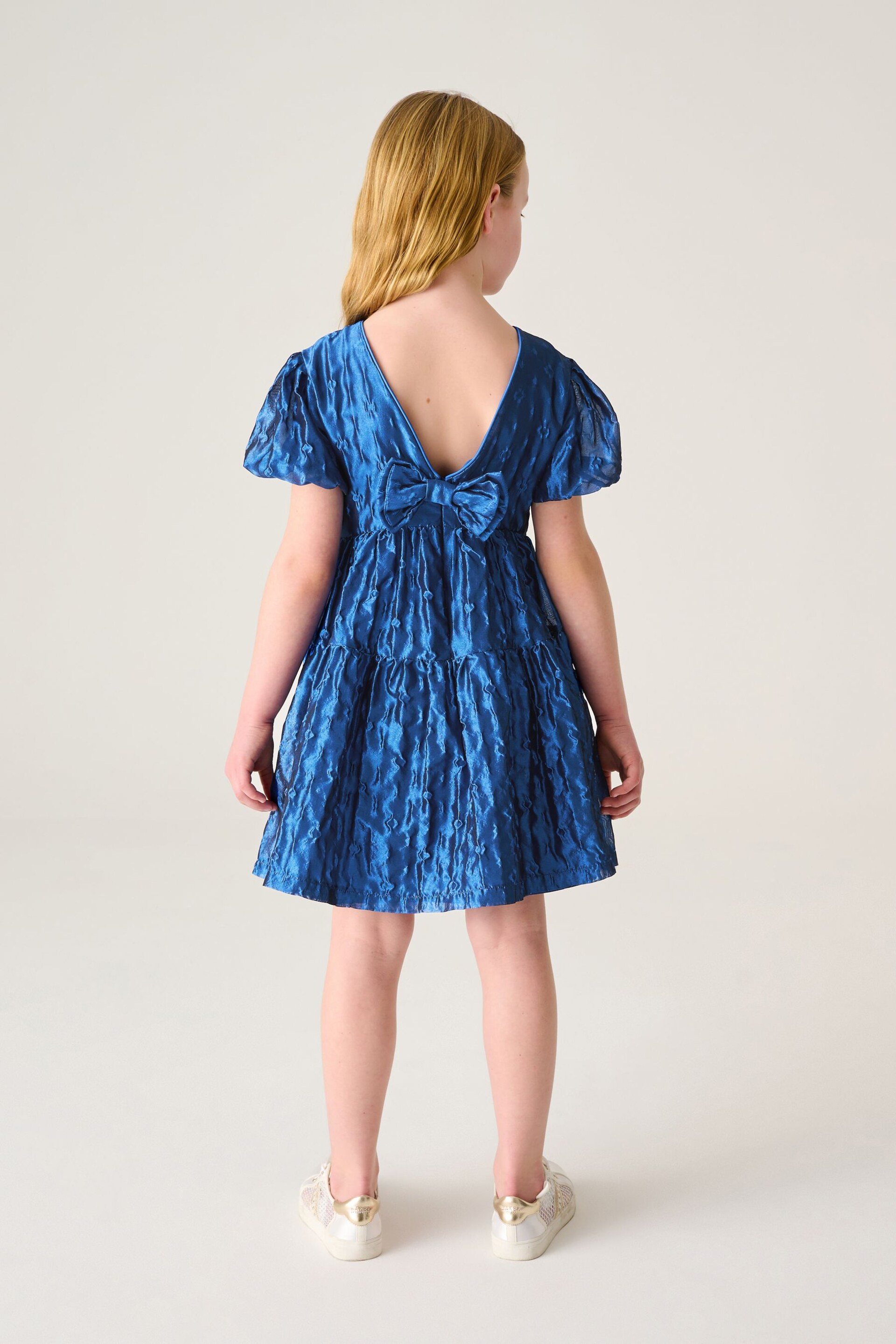 Baker by Ted Baker Blue Cloque Dress - Image 2 of 10