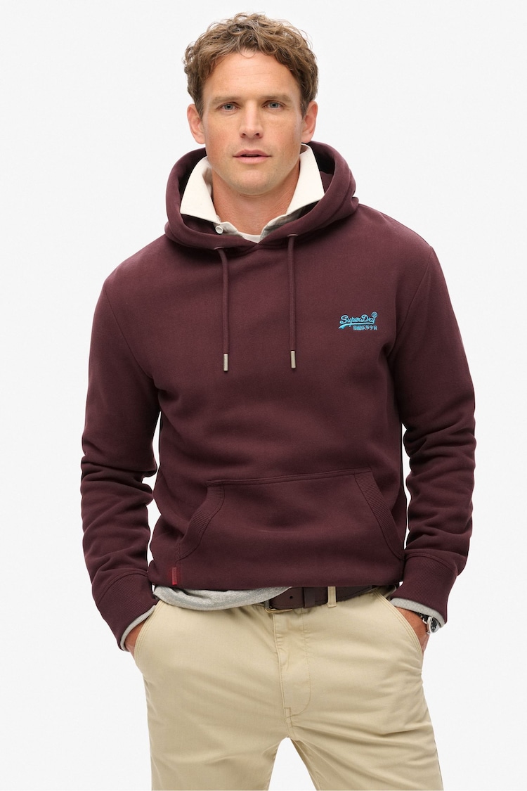 Superdry Rich Deep Burgundy Essential Logo Hoodie - Image 1 of 6