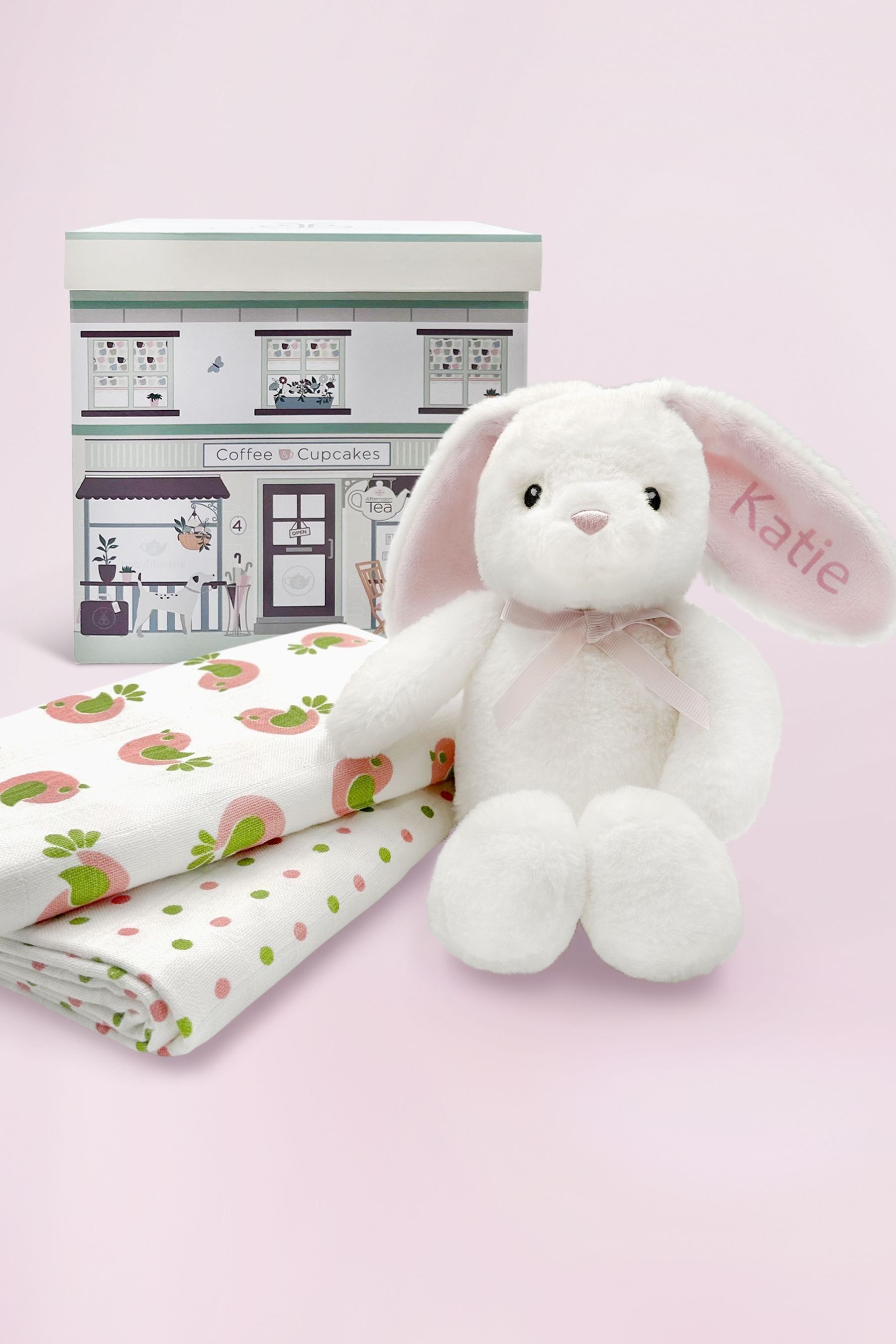 Buy Babyblooms Baby Pink Personalised Bunny with Muslin Wrap Gift