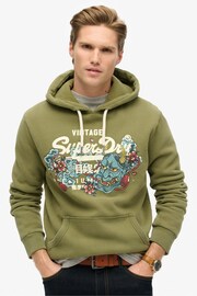 Superdry Soft Moss Green Tokyo Vintage Logo Hoodie - Image 1 of 6