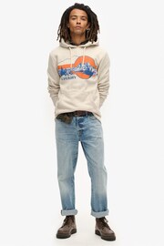 Superdry Oatmeal Grey Marl Outdoor Graphic Stripe Hoodie - Image 4 of 7