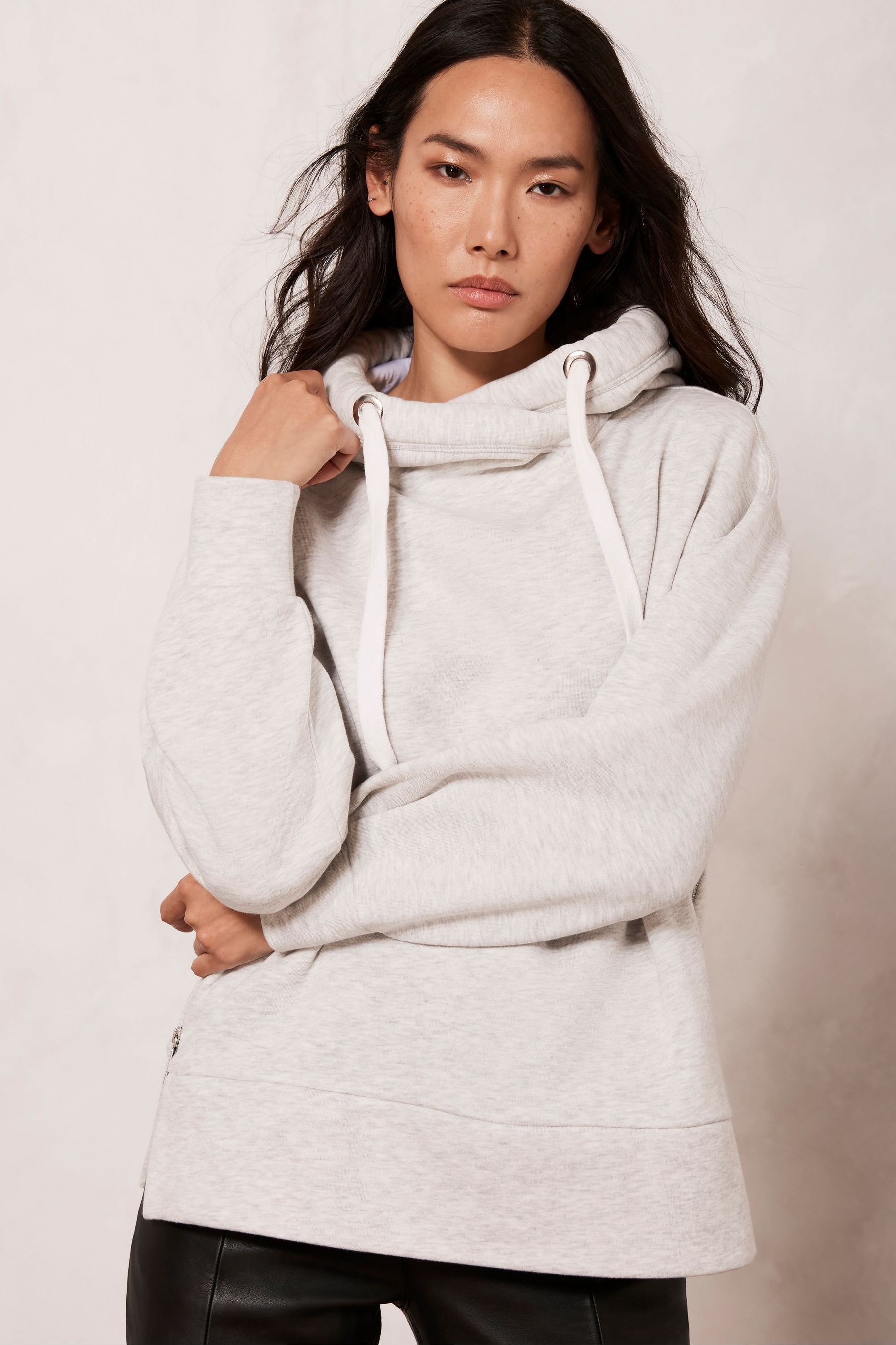 Buy Mint Velvet Grey Cotton Long Sleeve Hoodie from the Next UK