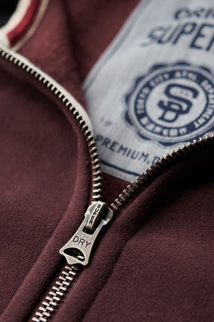 Superdry Rich Deep Burgundy/Black Essential Baseball Zip Hoodie - Image 7 of 7