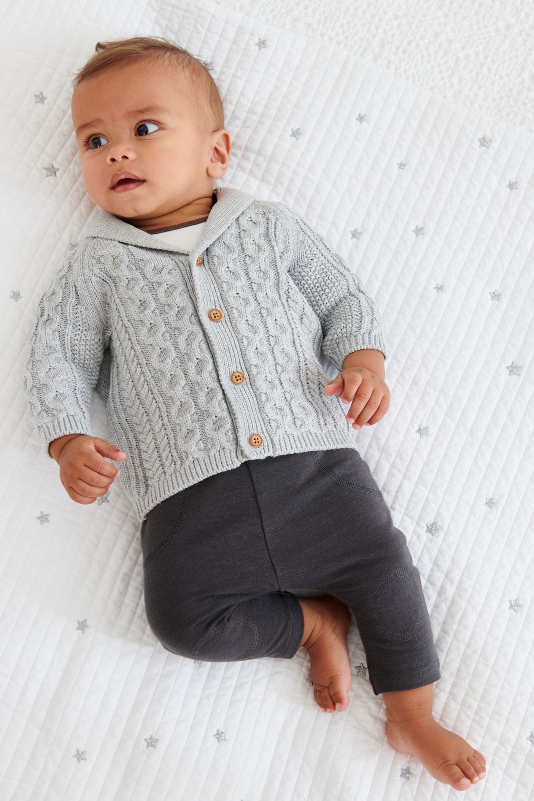 Buy Grey Baby Shawl Cardigan 0mths 2yrs from Next Luxembourg