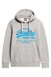 Superdry Authentic Grey Marl Neon Vintage Logo Graphic Hoodie - Image 3 of 4