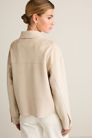 Cream Long Sleeve Suedette Shacket - Image 3 of 6