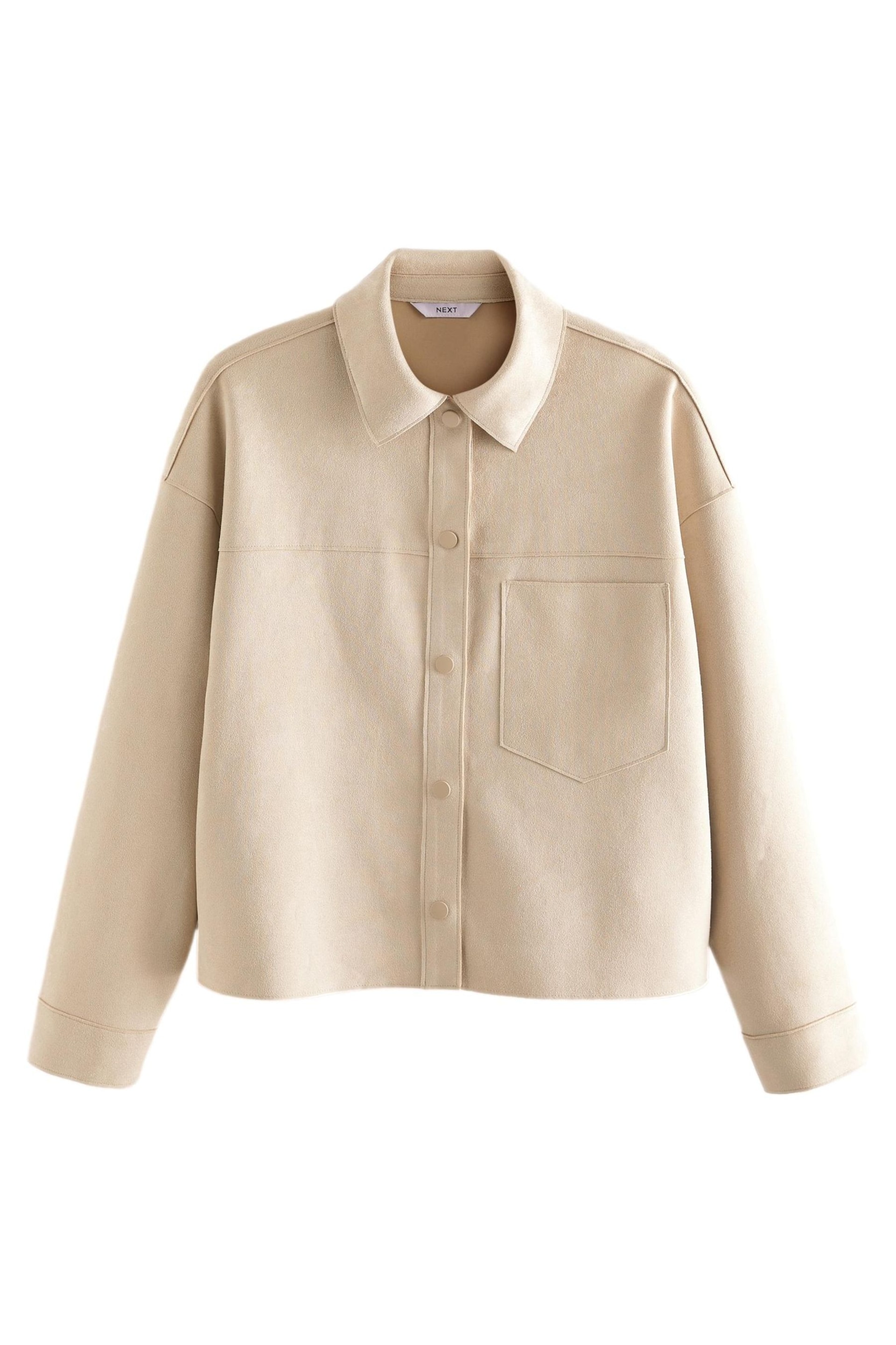Cream Long Sleeve Suedette Shacket - Image 5 of 6