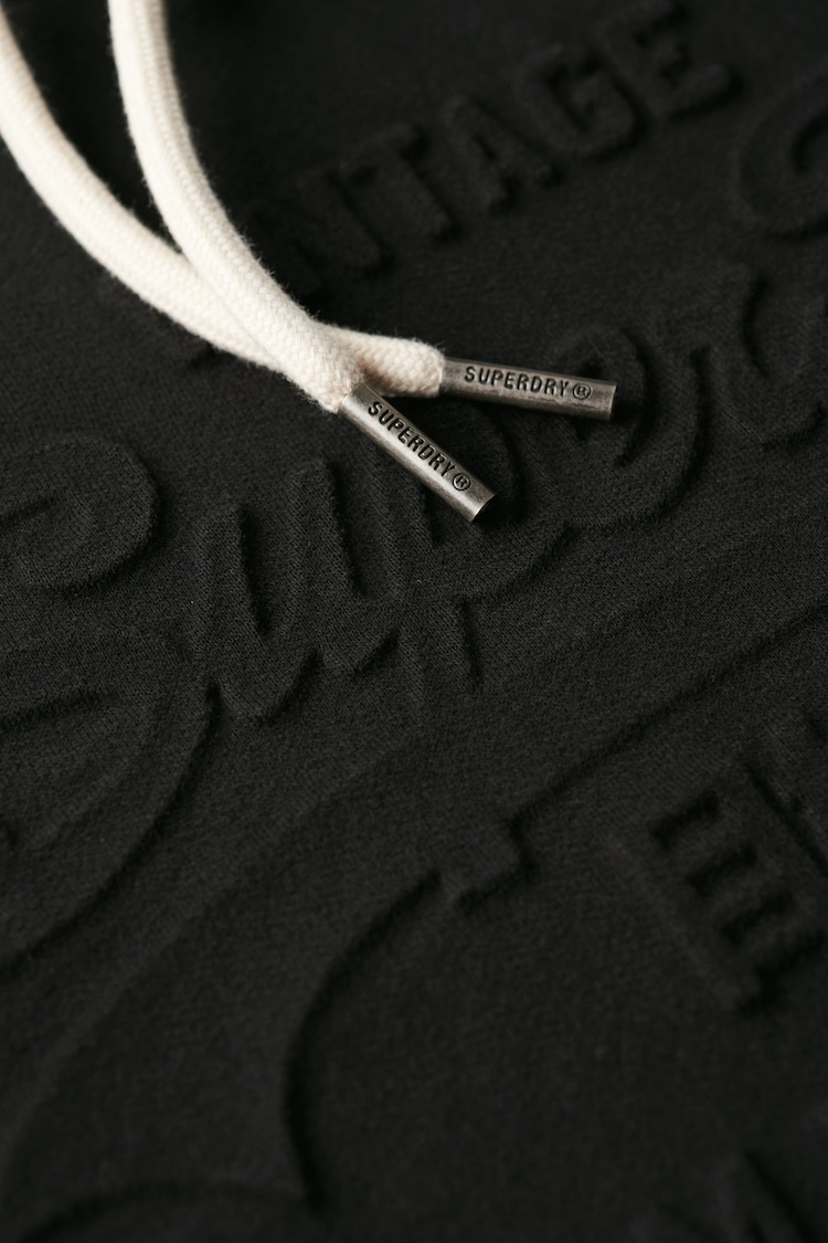 Superdry Jet Black Embossed Vintage Logo Hoodie - Image 5 of 5