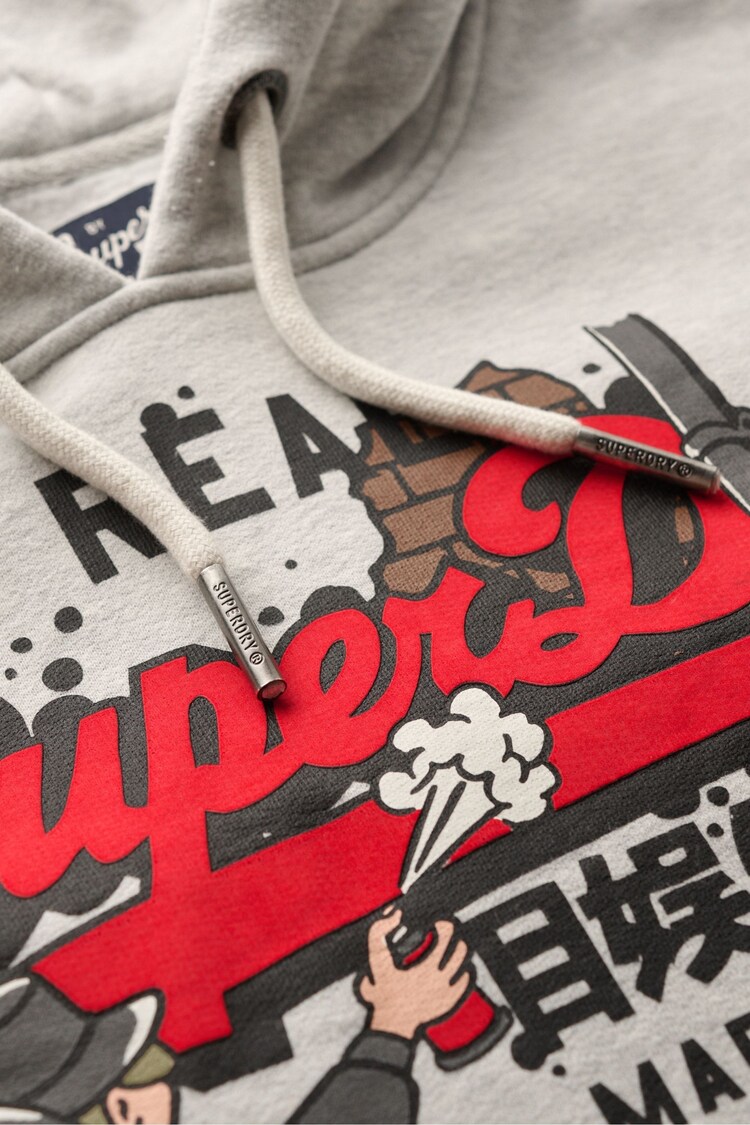 Superdry Glacier Grey Marl New York VL Graphic Hoodie - Image 6 of 6