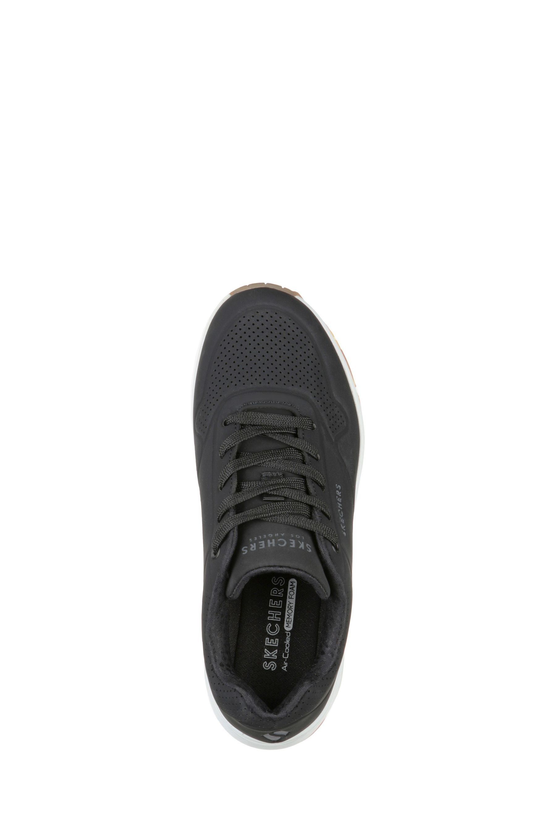 Skechers Black White Standard Fit Womens Uno Stand On Air Trainers