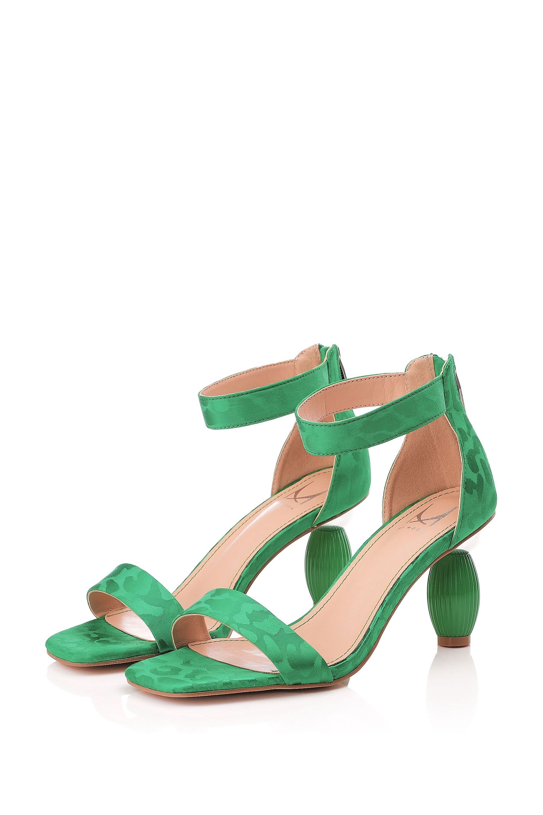 Buy MbyModa Mirabelle Green Two Part Feature Heel Sandals from the