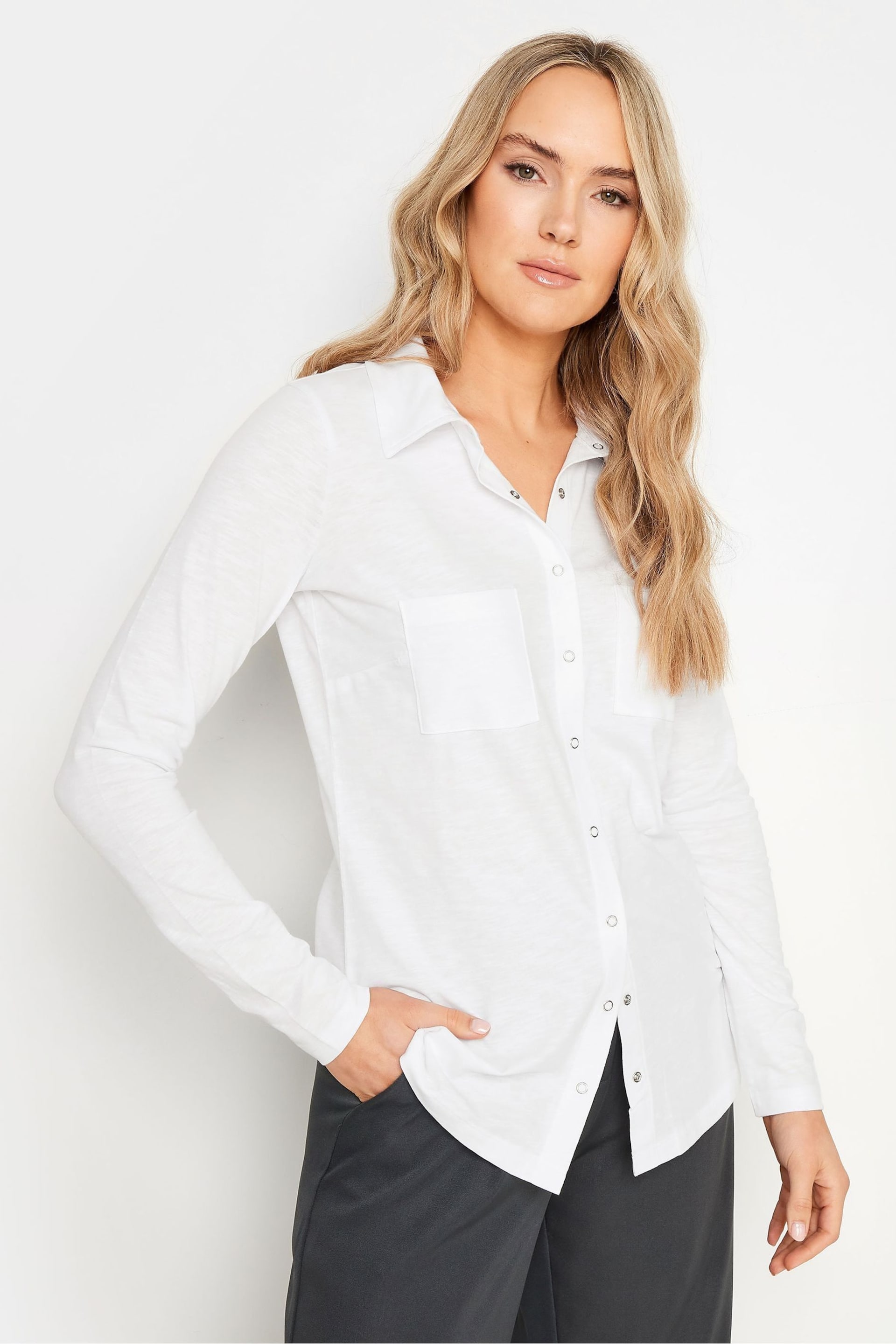 Long Tall Sally White Cotton Jersey Shirt - Image 4 of 4