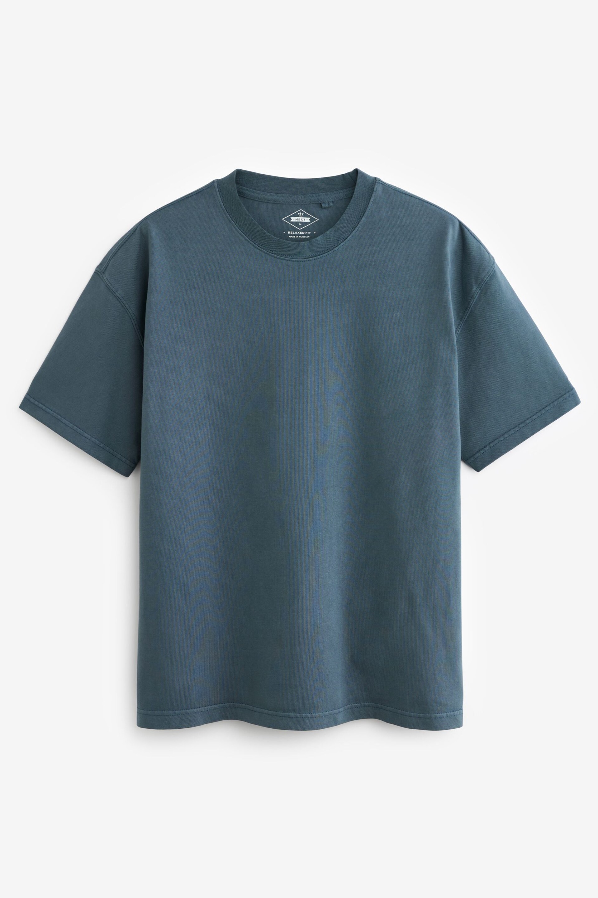 Navy Blue Garment Dye Relaxed Fit Heavyweight T-Shirt - Image 6 of 8