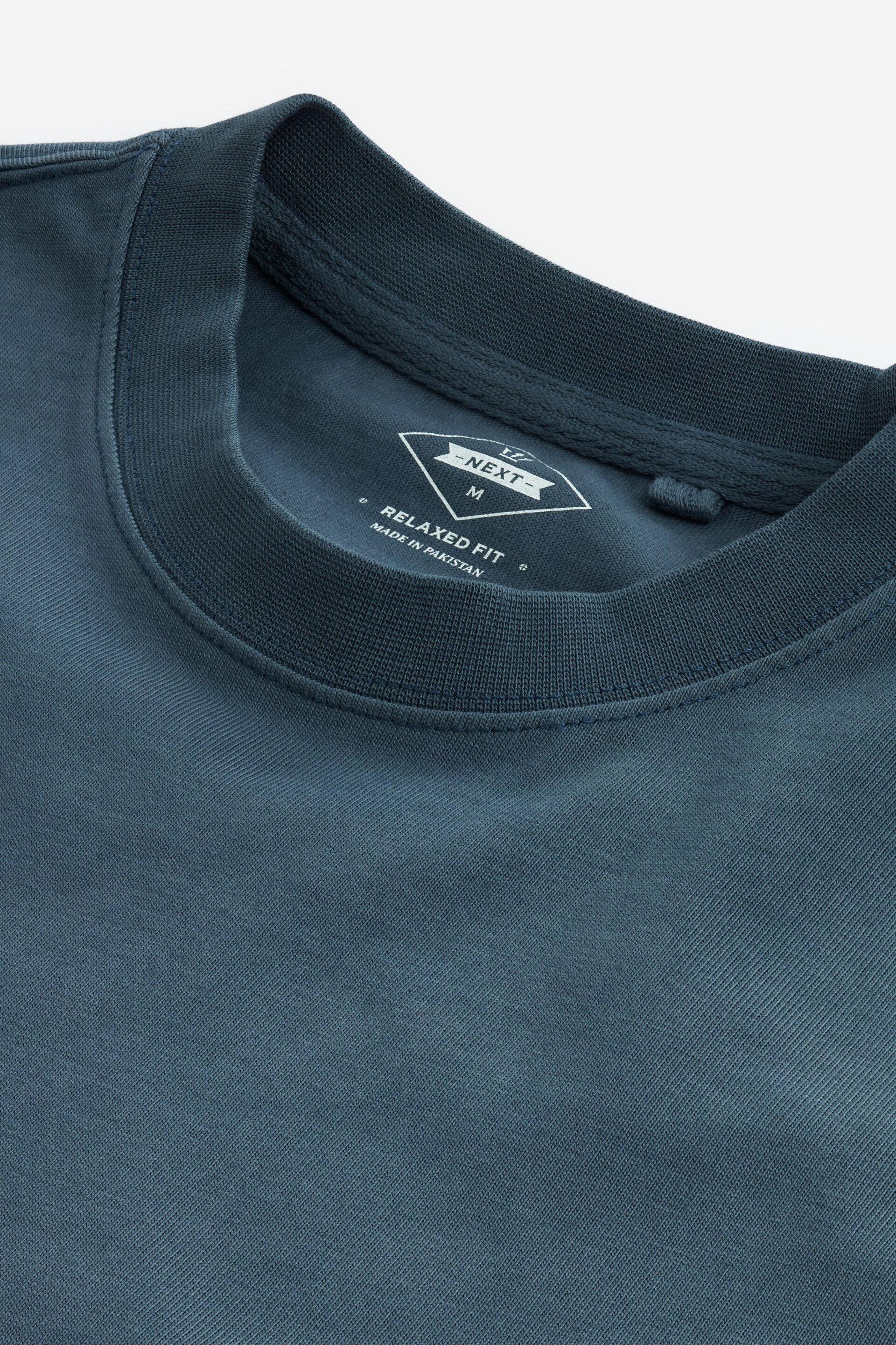 Navy Blue Garment Dye Relaxed Fit Heavyweight T-Shirt - Image 7 of 8