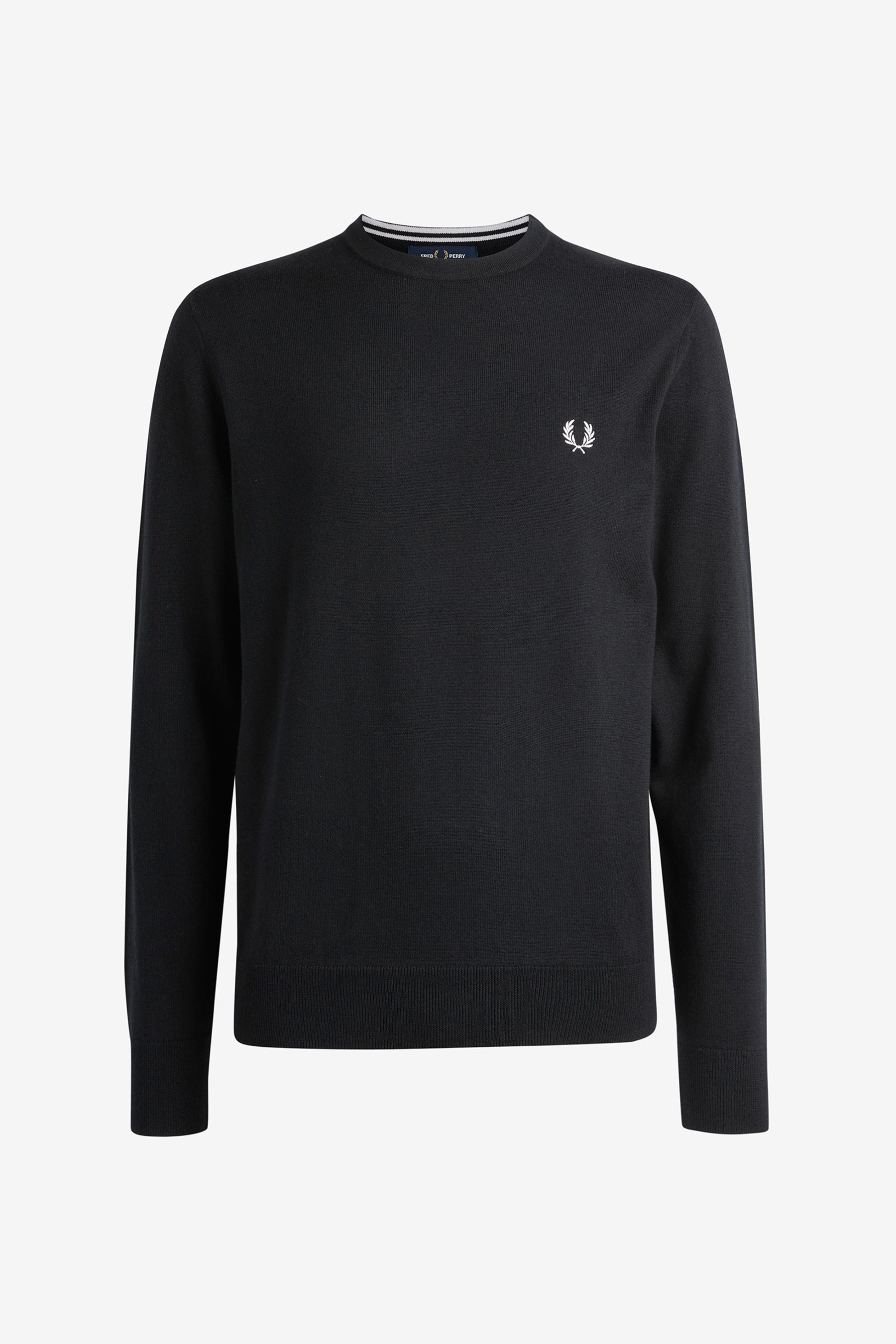 Fred perry black crew neck jumper sales