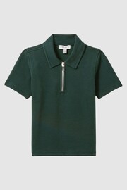 Reiss Emerald Creed Junior Textured Half-Zip Polo Shirt - Image 2 of 6