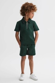 Reiss Emerald Creed Junior Textured Half-Zip Polo Shirt - Image 3 of 6