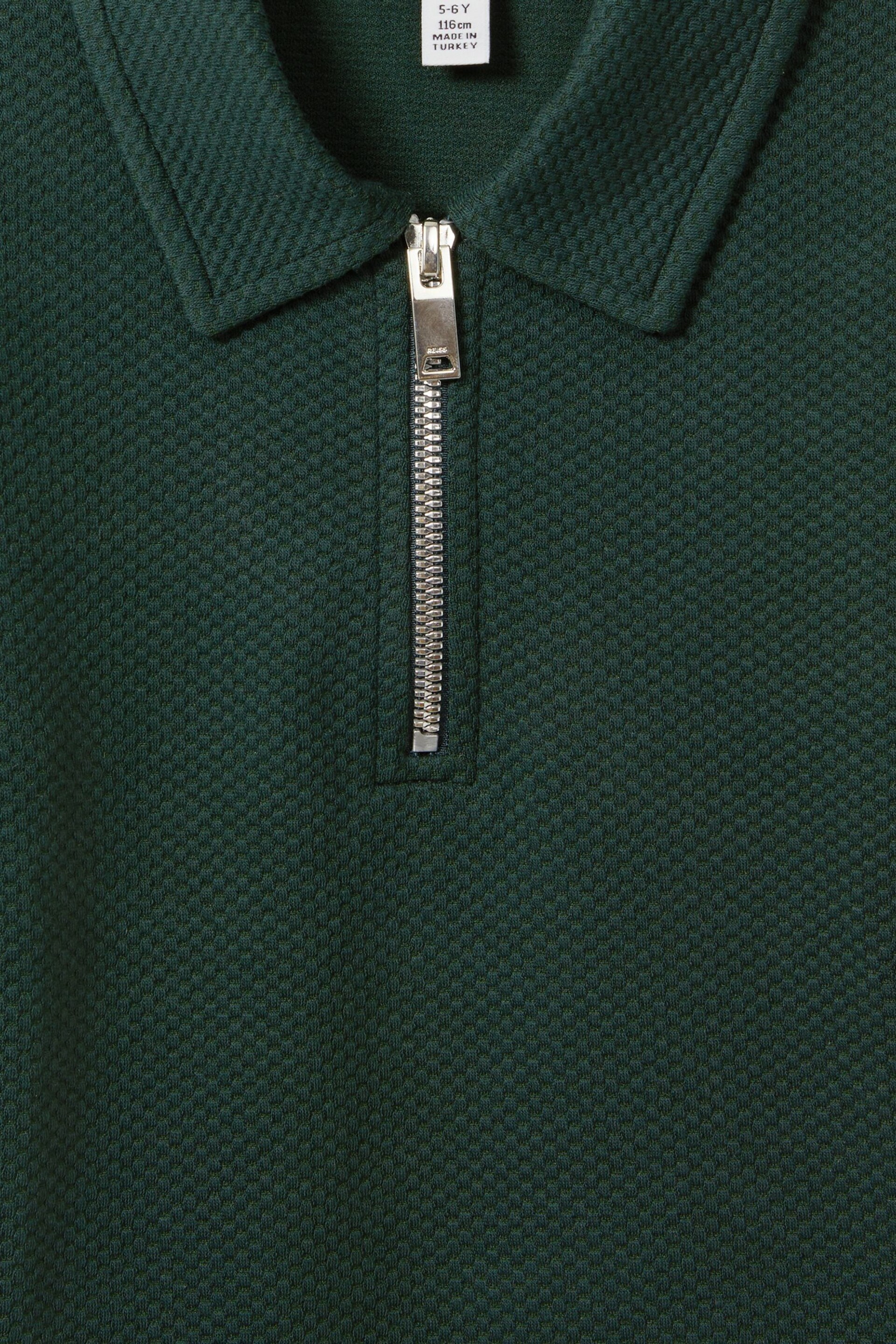 Reiss Emerald Creed Junior Textured Half-Zip Polo Shirt - Image 6 of 6