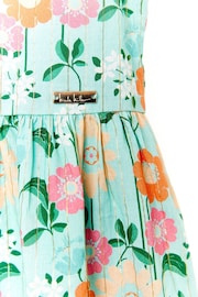 Nicole Miller Green Mixed 100% Cotton Floral Dress - Image 4 of 4