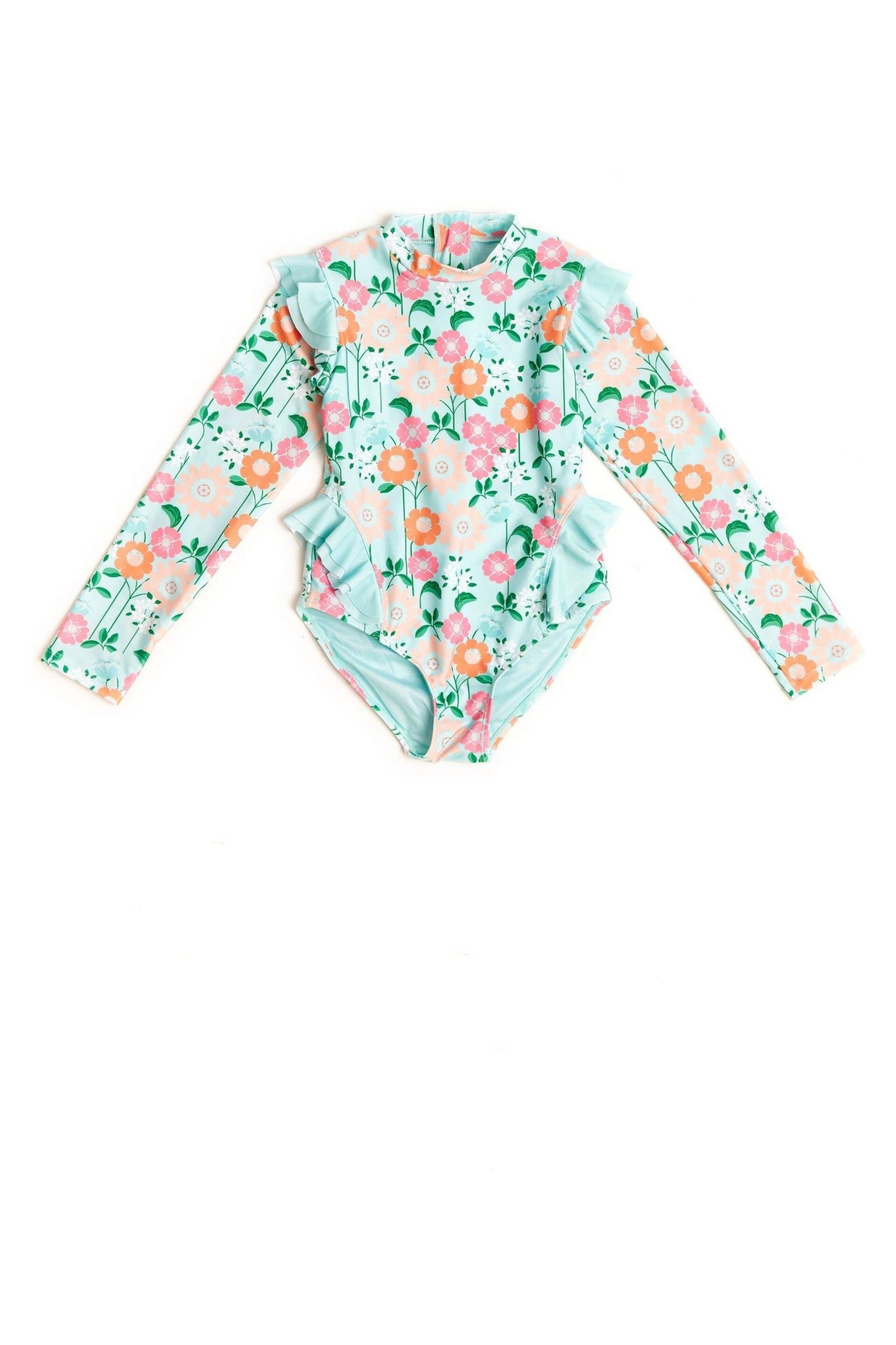 Nicole Miller Green Floral Long Sleeves Rash Guard - Image 2 of 5