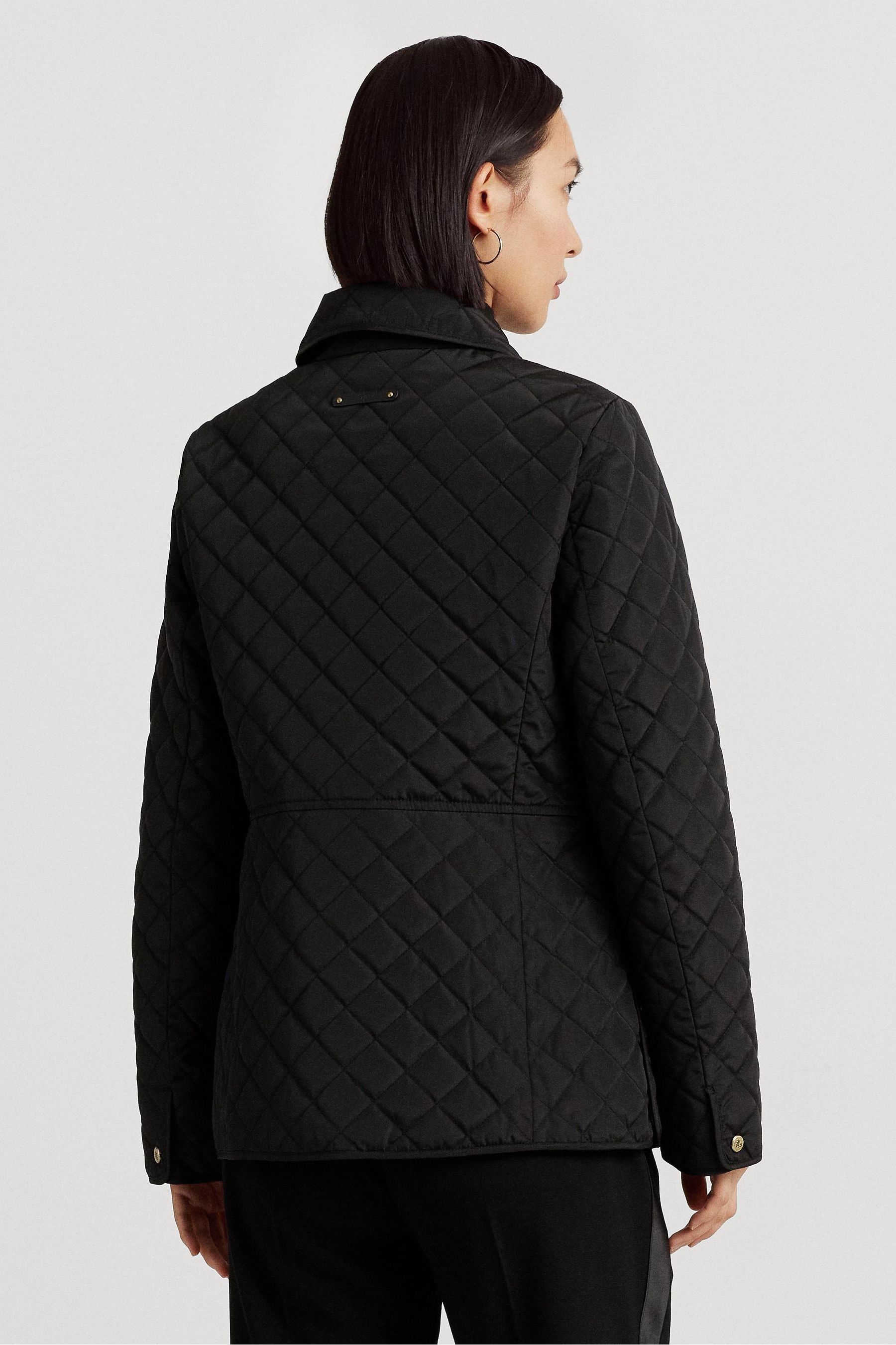 Buy Lauren Ralph Lauren Black Crest Patch Diamond Quilted Jacket from Next Luxembourg