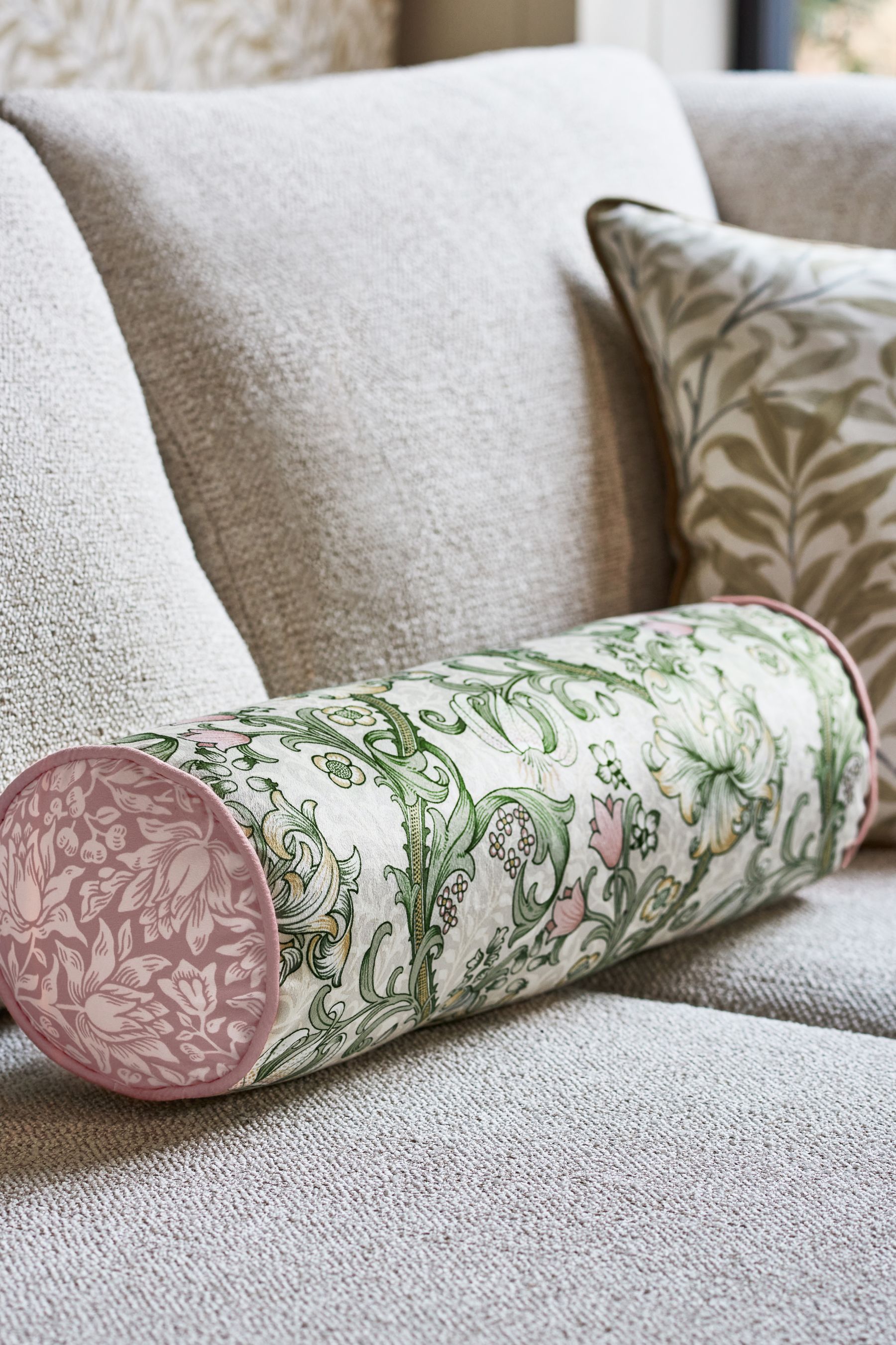 Buy Clarke Clarke Blush Pink William Morris Golden Lily Bolster Cushion from Next Ireland