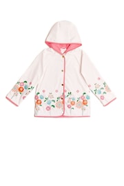 Nicole Miller Floral Print White Raincoat - Image 1 of 4