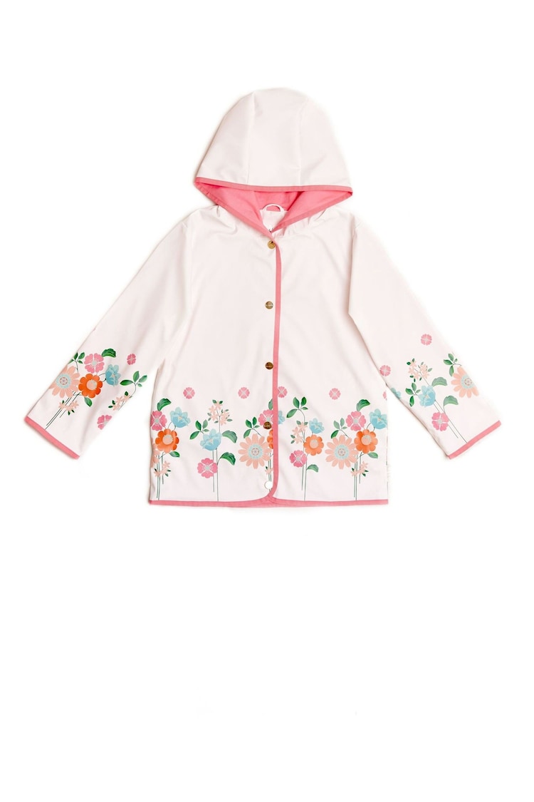 Nicole Miller Floral Print White Raincoat - Image 1 of 4