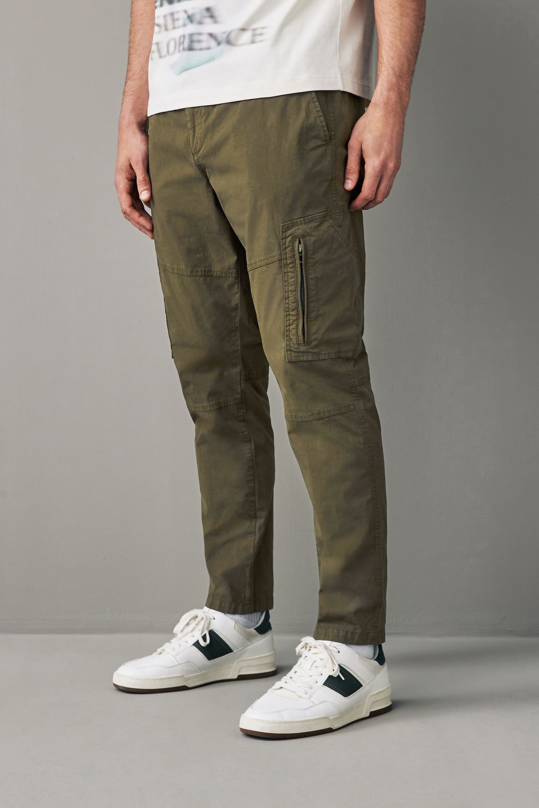 Khaki pocket detail cargo trousers best sale