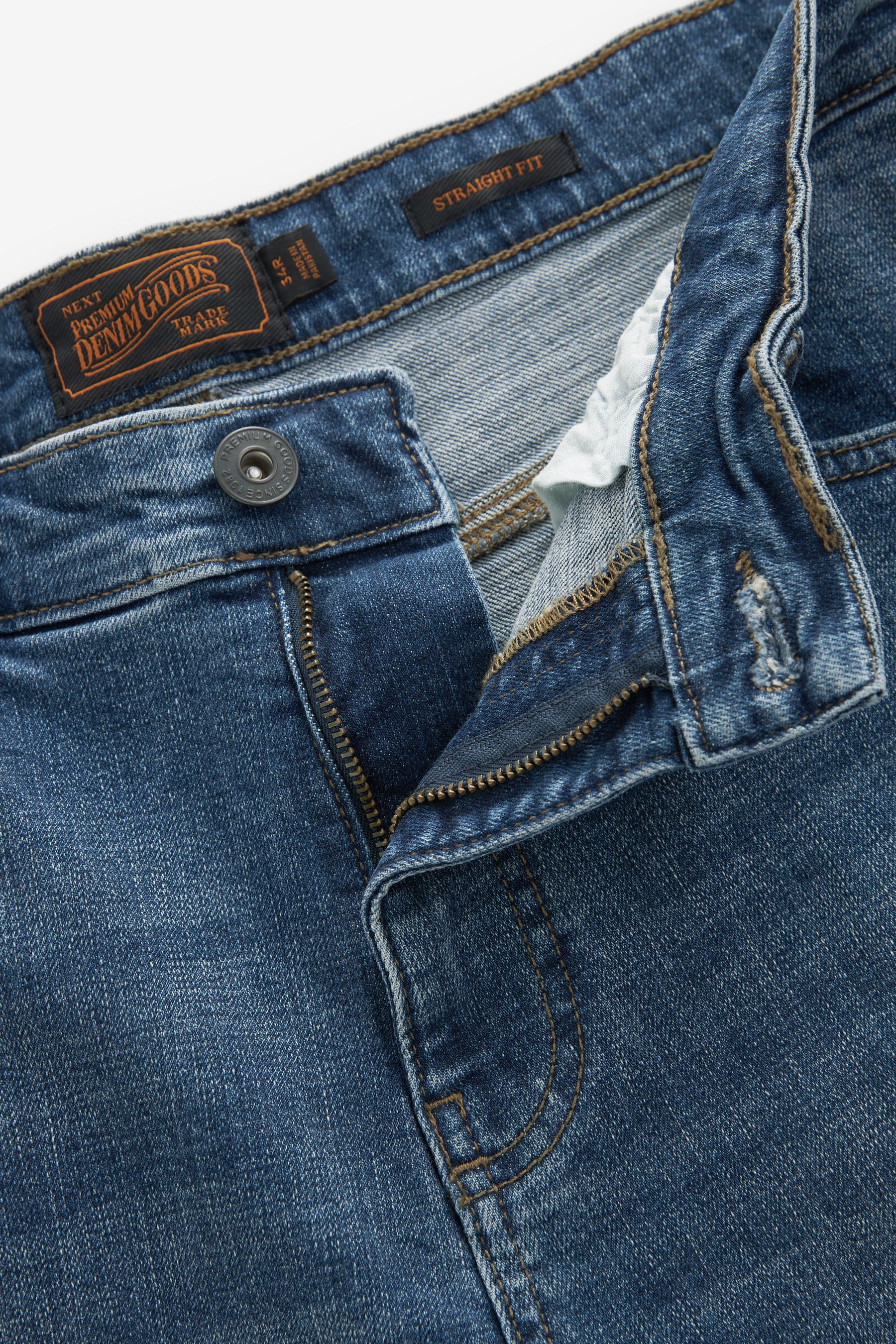 Buy Blue Light Straight Fit Signature Heavyweight Cotton Jeans from the Next UK online shop